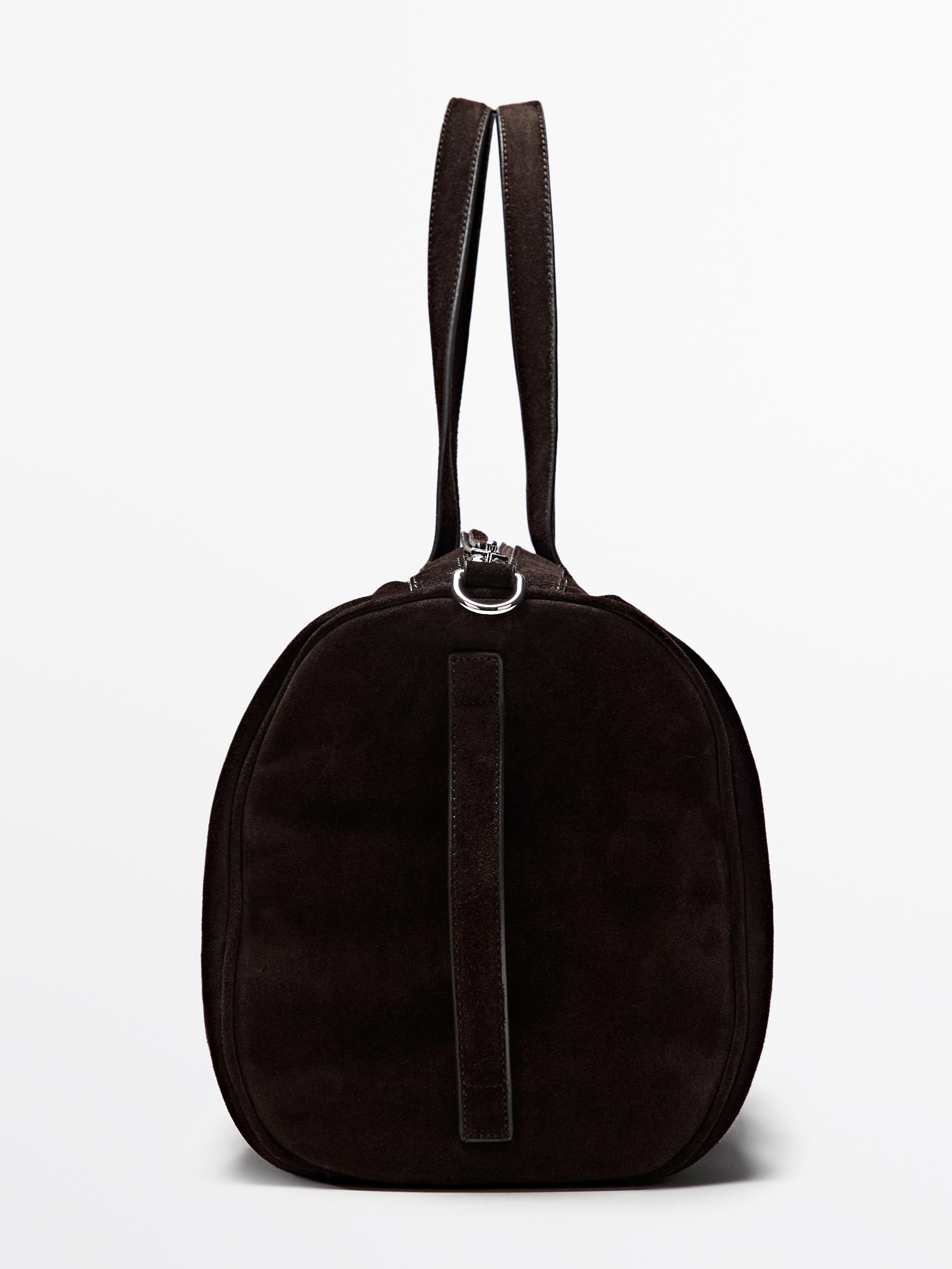 Suede leather travel bag